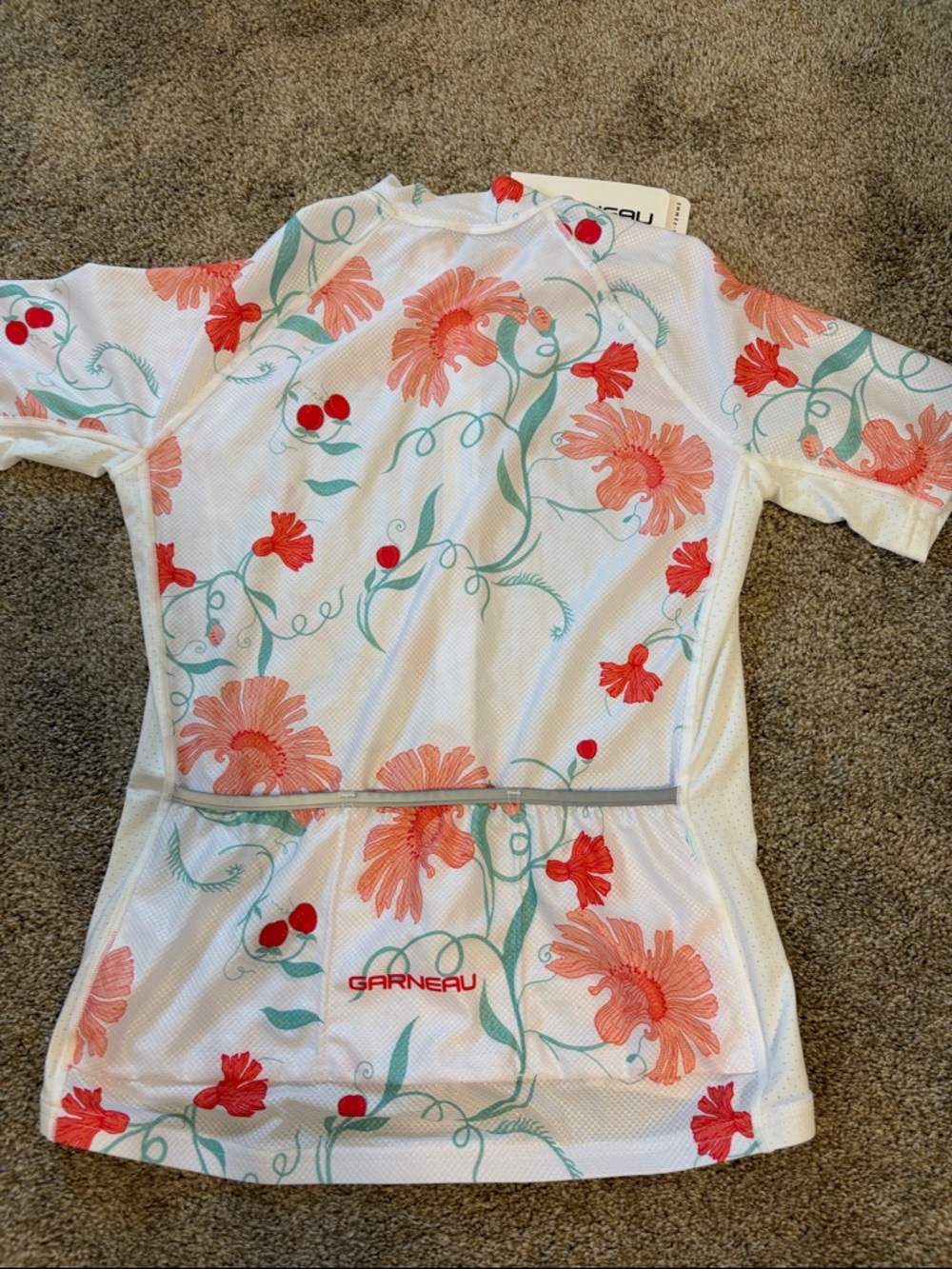Garneau NWT, Women's Floral Cycling Jersey in White & Coral, medium - Picture 4 of 4
